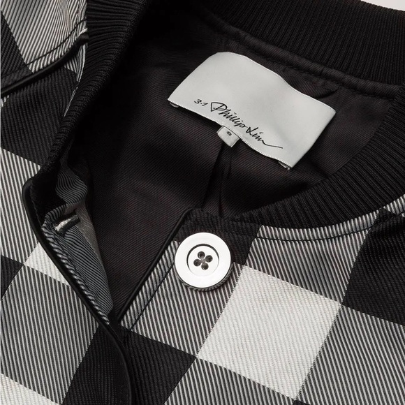 3.1 Phillip Lim Women's Gingham Jacquard Bomber - White Sand - Picture 8 of 14